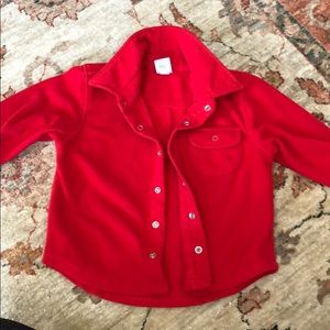 Red fleece oxford button shirt